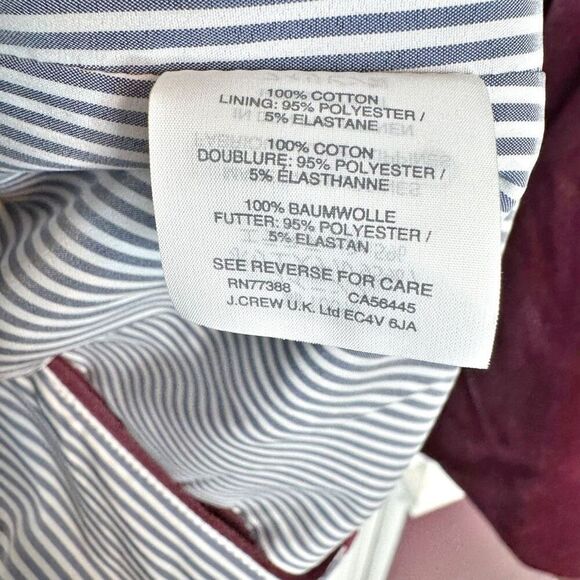 J. Crew Women’s Velvet Maroon Red Sport Blazer Coat Stripes Lined Modal Cotton 0 - Picture 6 of 10